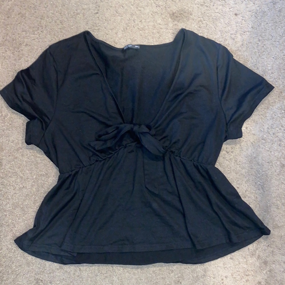 SHEIN Tie-Front Peplum Shirt